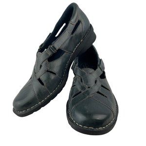 CLARKS Bendables Nikki Regatta Blue Leather Mary Jane Comfort Shoes Size 7